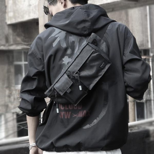 腰包男斜背包多功能休閒胸包肩背包運動小背包【聚寶屋】