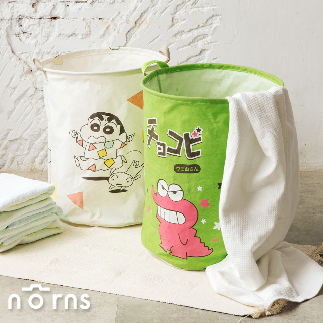 蠟筆小新棉麻聚酯收納籃- Norns 正版授權 居家收納用品 洗衣藍 巧克比