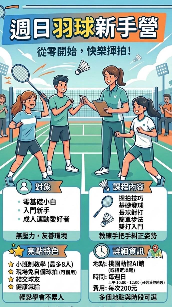 週日羽球初級教學團班