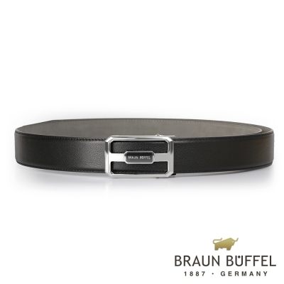 【BRAUN BUFFEL】洗鍊簡約紳士自動扣皮帶（銀色）BF19B-001T-SNK