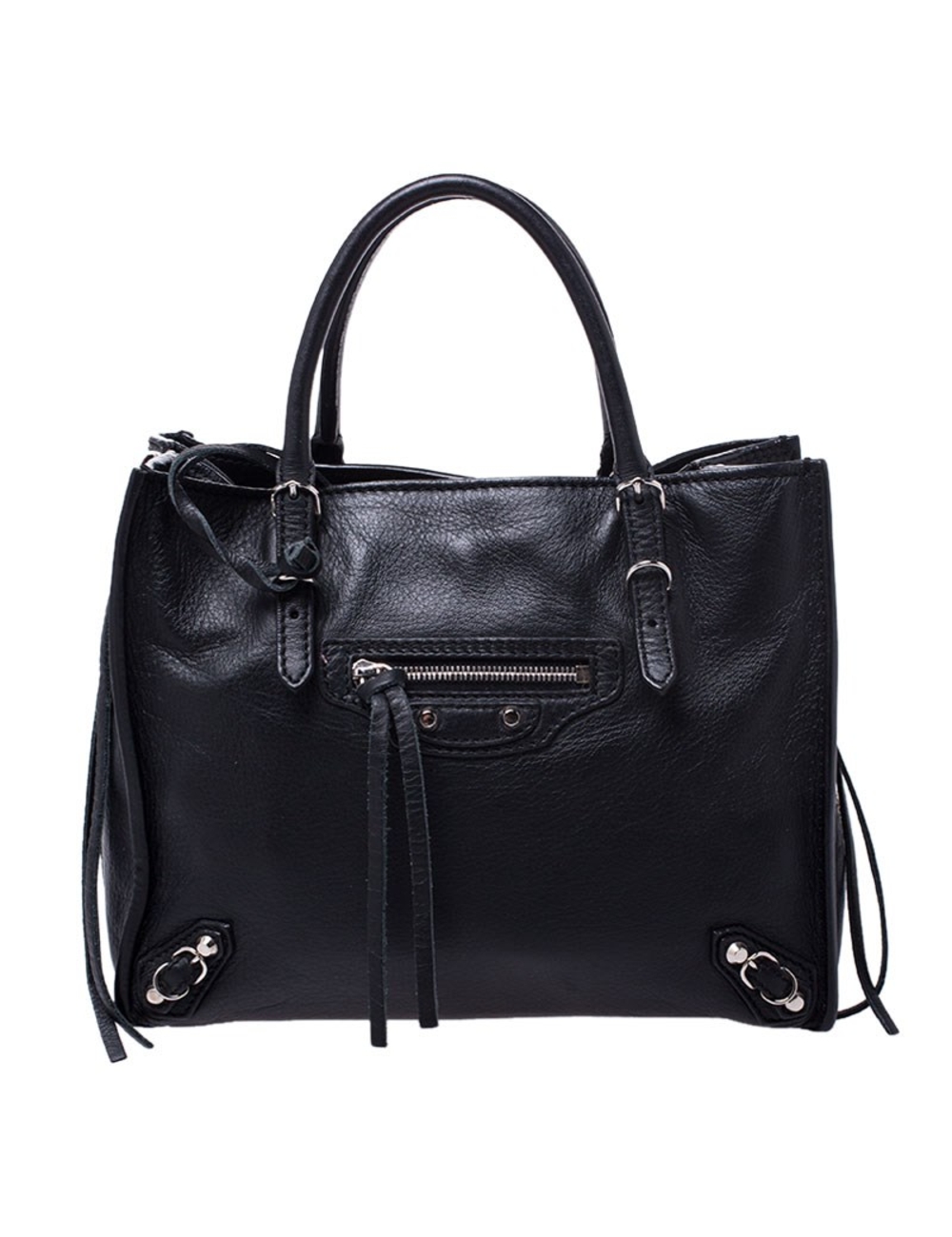 Balenciaga的Papier A4拉鍊手提袋將奢華與實用時尚完美融合。它採用皮革製成，並配有兩個頂部手柄，皮革內飾和可拆卸鏡子。但正是拉鍊和帶扣細節使這款包如此值得