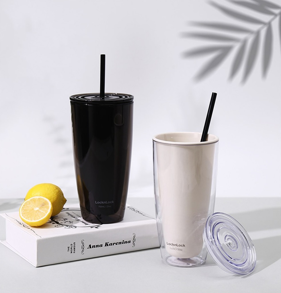 樂扣樂扣簡約雙層吸管杯750ml
