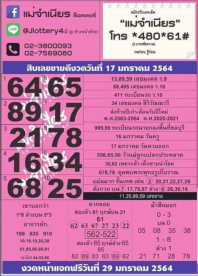 à¸«à¸§à¸¢à¹à¸¡ à¸ˆà¸³à¹€à¸™ à¸¢à¸£ 16 2 64 à¸ª à¸šà¹€à¸¥à¸‚à¹€à¸