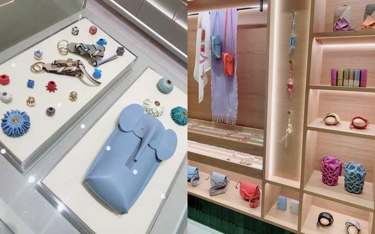 LOEWE的可愛小皮件跟搶眼飾品也是店內的一大亮點。（圖／吳雅鈴攝）
