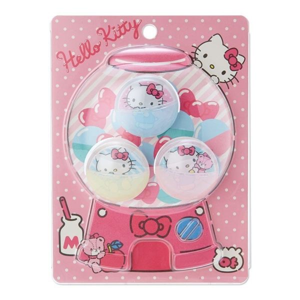 〔小禮堂〕Hello Kitty 扭蛋殼造型塑膠夾子組《3入.粉白》塑膠夾.文具夾.造型夾 4901610-65155