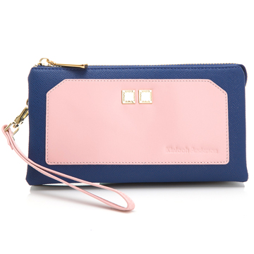 【金安德森】長夾 老派約會 多功能三夾層-夕日粉藍(KA161104NYF)