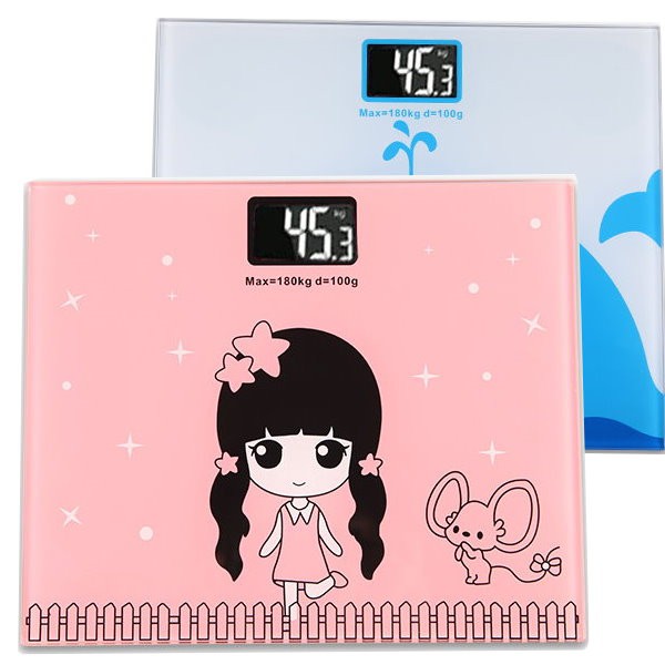 鋼化玻璃卡通電子體重計 背光螢幕人體秤 體重機 減肥健身【GG195】