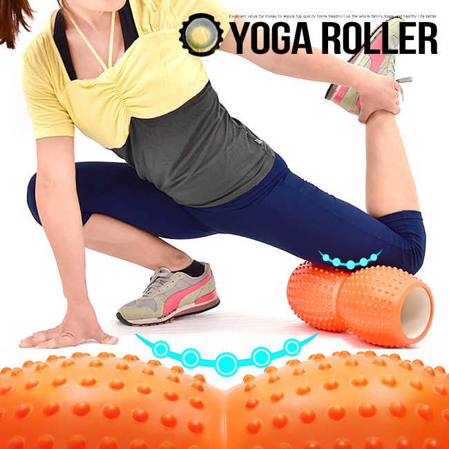 33公分葫蘆EVA瑜珈滾輪C109-5712(中空瑜珈柱指壓瑜珈棒.按摩滾輪花生球柱.狼牙棒13吋33CM滾筒.美容棒