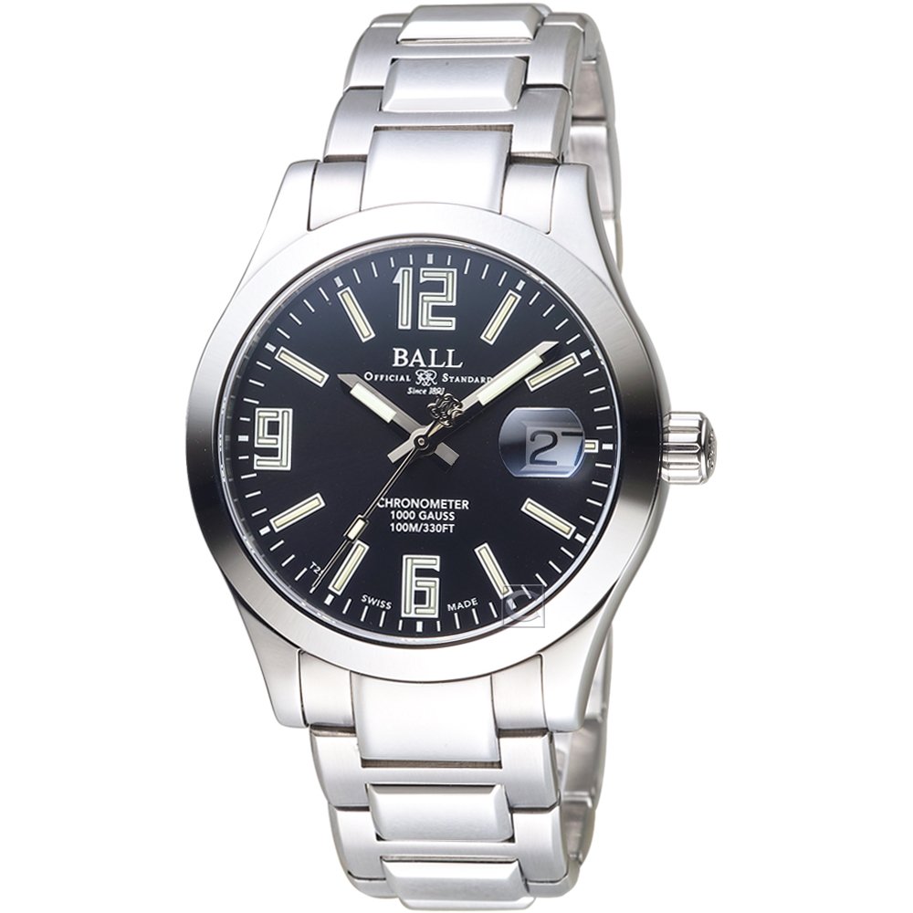 原廠公司貨放大日期顯示生活防水100M自體發光微型氣燈天文台COSC認證機芯料號:NM2026C-S15CJ-BK