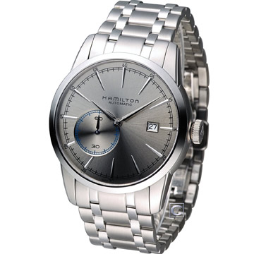 ◆原廠公司貨◆按壓式摺疊錶扣◆視窗式日期顯示◆不鏽鋼錶殼、錶帶◆可欣賞機芯透明錶背◆配備藍寶石水晶鏡面◆8點鐘位置小秒盤設計◆型號：H40515181