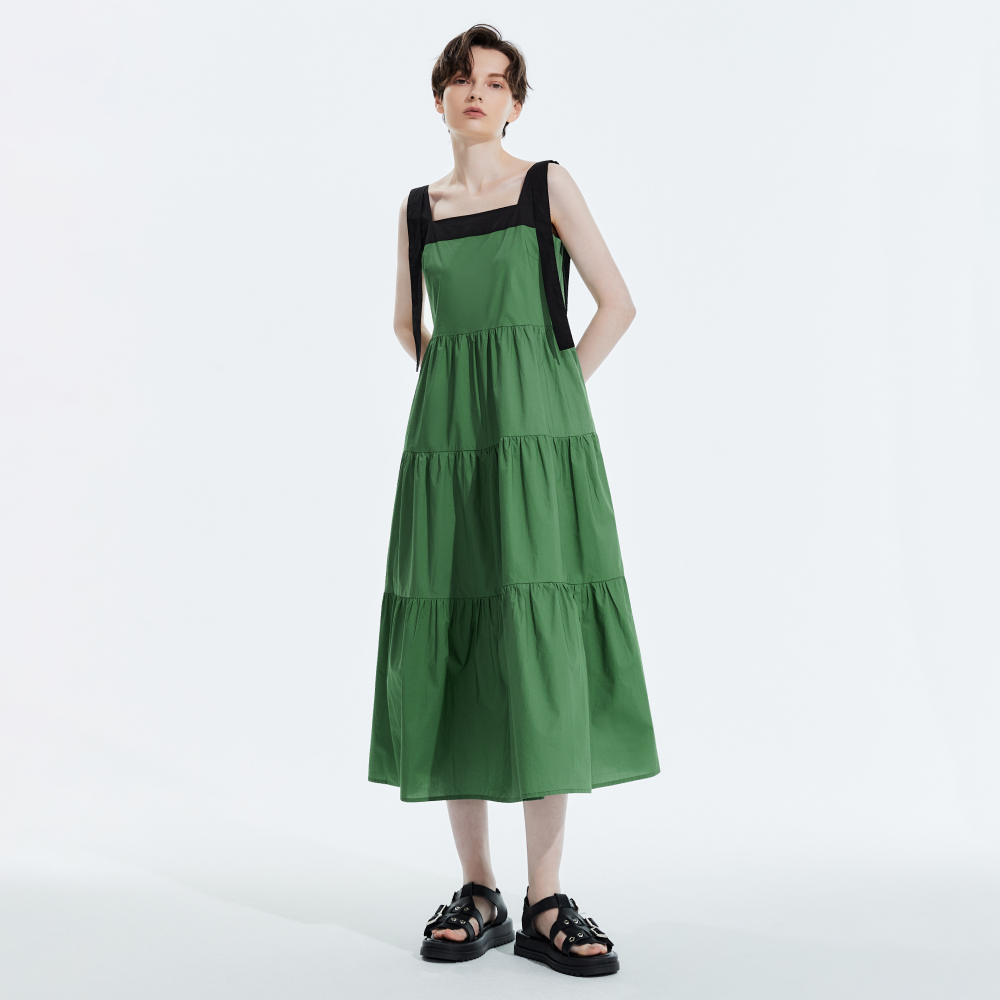 SO NICE 配色綁帶蛋糕裙