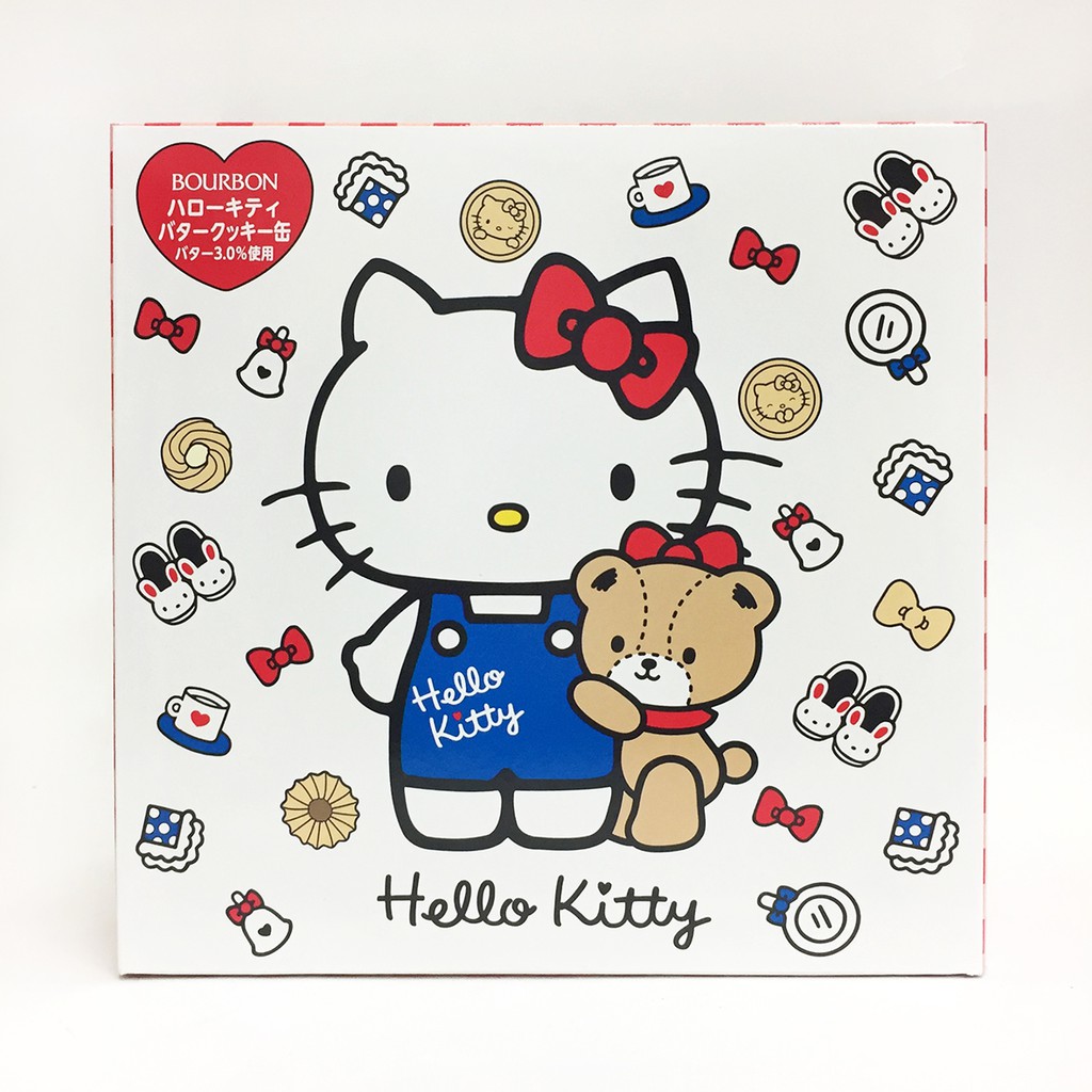 北日本Bourbon Hello Kitty 鐵罐餅乾禮盒 - 巧克力 / 奶油 326.4g可愛的kitty禮盒，有奶油餅乾跟巧克力餅乾兩款，每盒有四種餅乾共60枚產地：日本賞味期限：2019.11