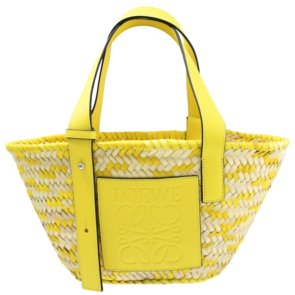 LOEWE x Paula’s Ibiza 烙印LOGO草編手提肩背包.黃 小