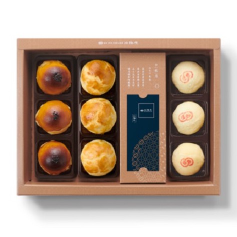 【向陽房】9入中秋滿玉E款 頂級蛋黃酥3入+菠蘿蛋黃酥3入+牛奶小月餅/紅豆麻糬/素綠豆椪3入 9/17前95折優惠