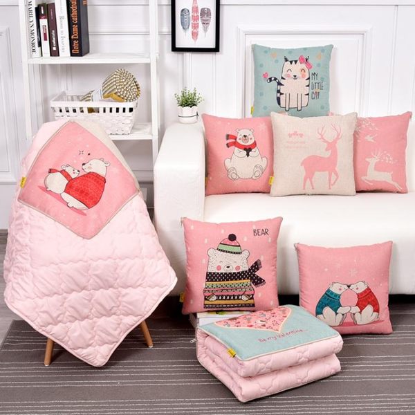 抱枕被子兩用可愛靠枕床頭靠墊辦公室腰靠汽車沙發靠背來圖可定制 YDL