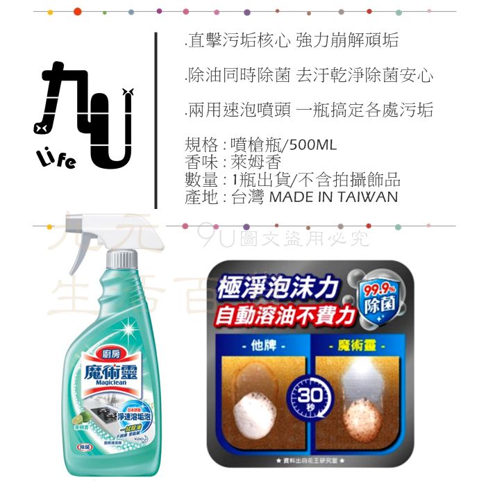 【九元生活百貨】廚房魔術靈/噴槍瓶 萊姆香500ml 廚房清潔劑 日本研發 淨速溶垢 MIT