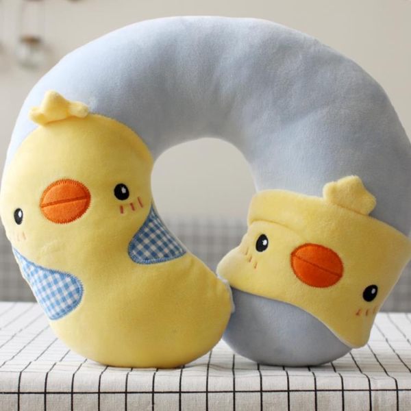 可愛卡通眼罩脖子u型枕頭U形護頸枕學生辦公室頸椎頭枕飛機旅行枕