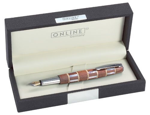 德國原裝進口 Online 玫瑰木鑲貝鋼筆 80450 - F /支
