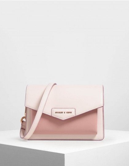 Charles & Keith 信封包 郵差包 側背包 小CK 粉色