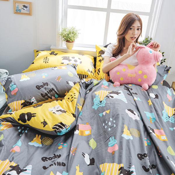 床包 / 雙人【Jump！馬來貘 x 蹦跳Rody】含兩件枕套 100%精梳棉 戀家小舖台灣製AAL201