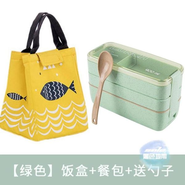 便當盒 日系小麥桔梗飯盒便當盒上班族健身餐餐盒水果盒 便攜三層微波爐 3色