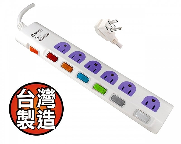 KINYO 台灣製造 七開六插安全延長線 獨立開關 1組總開關 插座 六切六插 1.8米 6尺