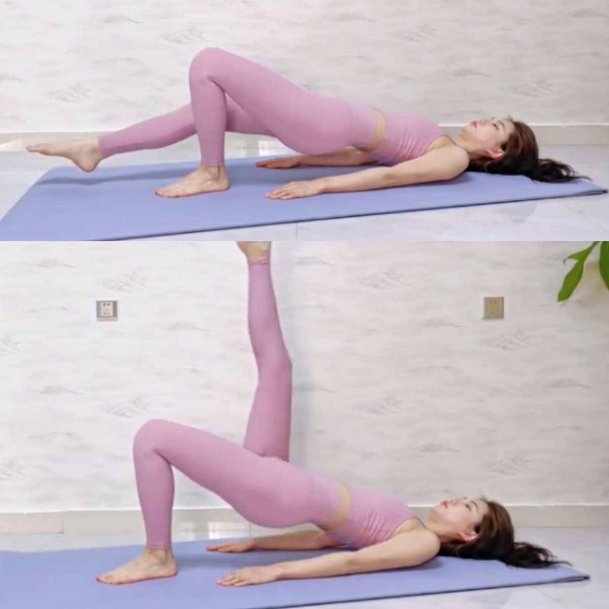 高強度縮臀瘦腿運動6：橋式抬腿