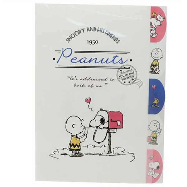 KAMIO JAPAN A4 5索引L型資料夾 SNOOPY 查理布朗 郵筒_KM84809