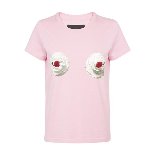 The T-shirt is designed by Marc Jacobs. This cotton t-shirt mixes short sleeves and a round neck. It