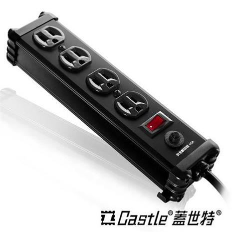 Castle蓋世特 IA4-SB 鋁合金電源突波保護插座 1開4插 尊爵黑 6呎 1.8米