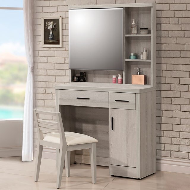 【Yostyle】海茲2.7尺化妝桌椅組 化妝桌 化妝椅 化妝鏡 專人配送