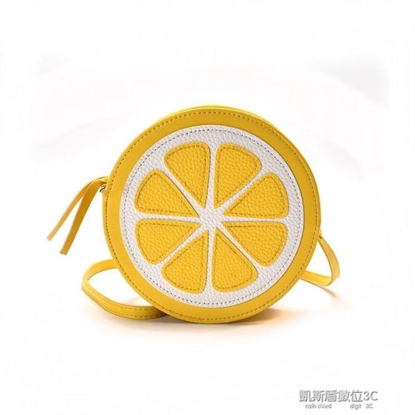 水果包 可愛檸檬單肩斜背包女包錬條包圓形水果包小包包小清新日韓休閒包 凱斯盾數位3C