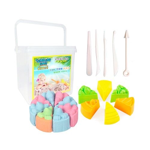 TUMBLING SAND 翻滾動力沙 - 1KG生日蛋糕組-1KG沙(原色)+收納盒+生日蛋糕模具6件組+沙雕工具5件組