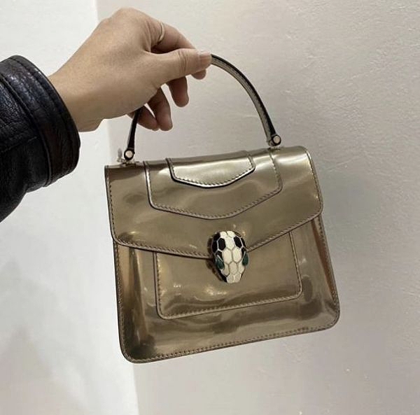 ■現貨在台■專櫃83折■全新真品Bvlgari 寶格麗 281217 Serpenti Forever 古銅色金屬刷紋小牛皮掀蓋包