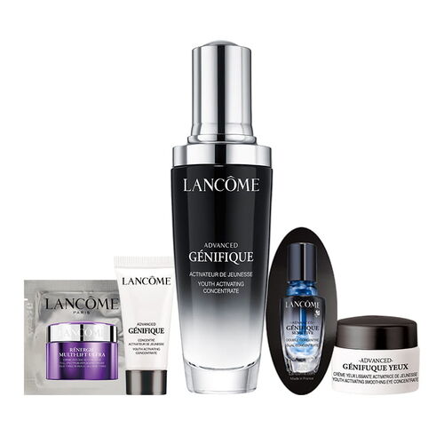 超未來肌因賦活露 50ml (正產品) 超未來肌因賦活露 5ml 超進化肌因活性安瓶 4ml 超進化肌因亮眼精粹霜 5ml 超緊顏白金淡斑霜 1ml 價值NT$6,341 建議零售價NT$4,000 