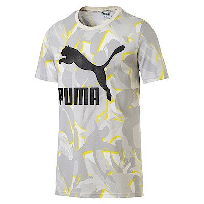 PUMA-男性流行系列Logo印花短袖T恤-牙白-亞規