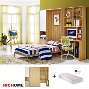 HOME雷吉收納單人床組(附書桌)(含床墊)