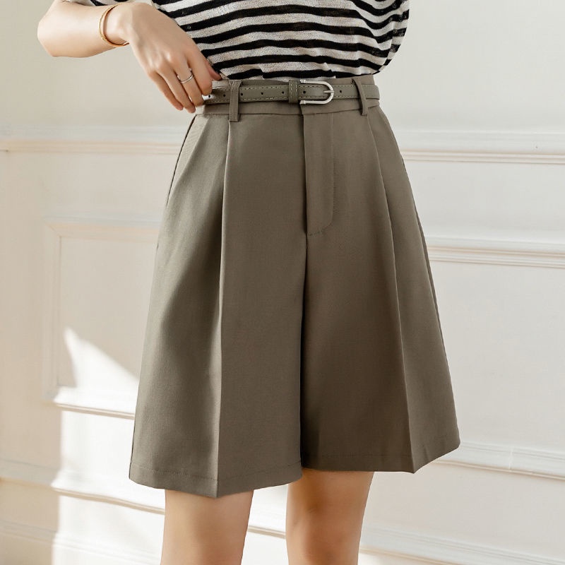 韓版西裝短褲 198524 高腰寬版短褲 夏季五分短褲 寬版短褲