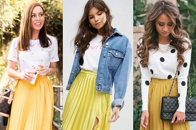 8 Ootd Rok Plisket Warna Kuning Dengan Padu Padan Simpel Termasuk Untuk Kondangan Womantalk Com Line Today