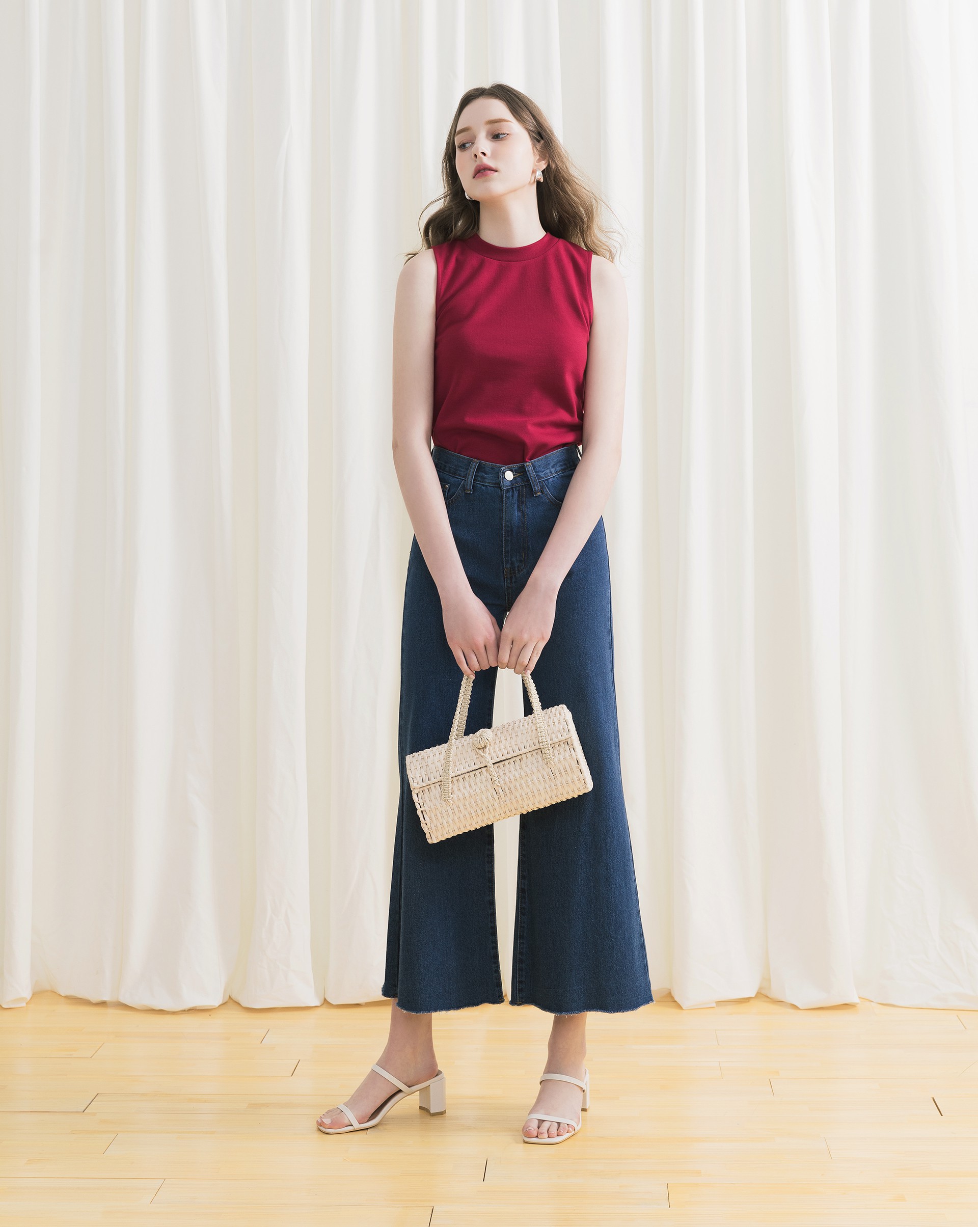 小立領羅紋合身背心-Meierq