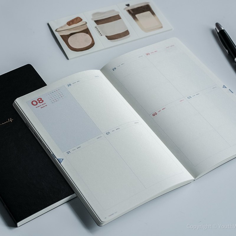 YouthWill 2023 八分格周計劃手帳本 90g書寫紙 手帳 周計劃 四宮
