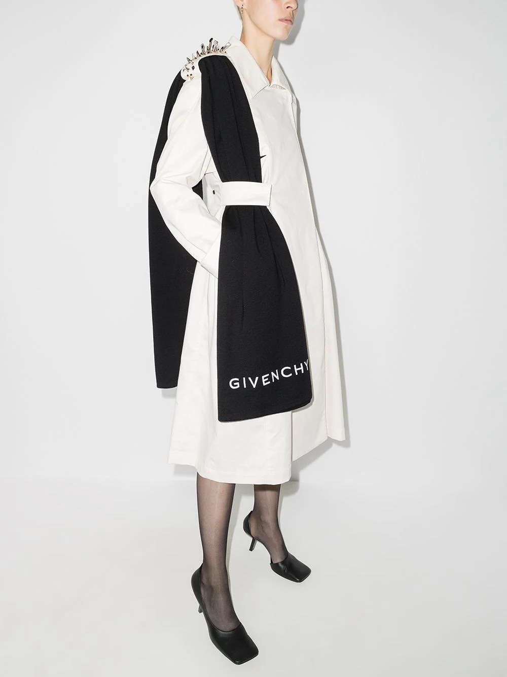 Givenchy logo embroidered scarf