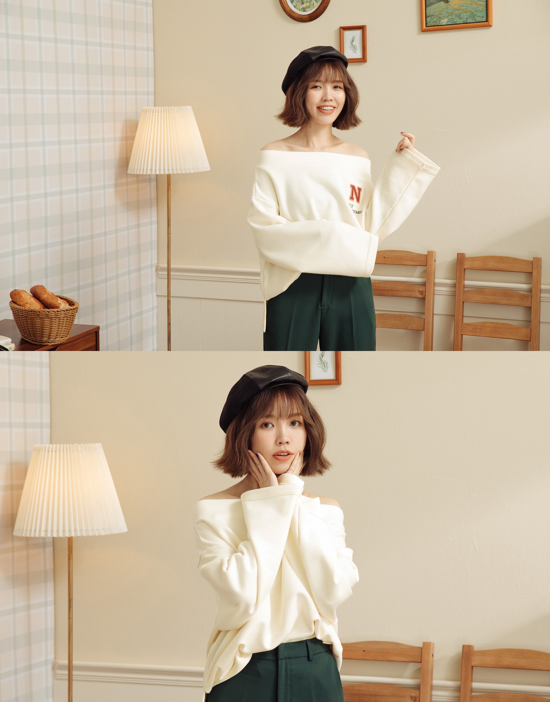 台灣製造/PAZZO自訂開發布料/親膚柔棉面料/領口羅紋設計/袖口下襬不修邊反摺造型/胸前N字配色刺繡設計