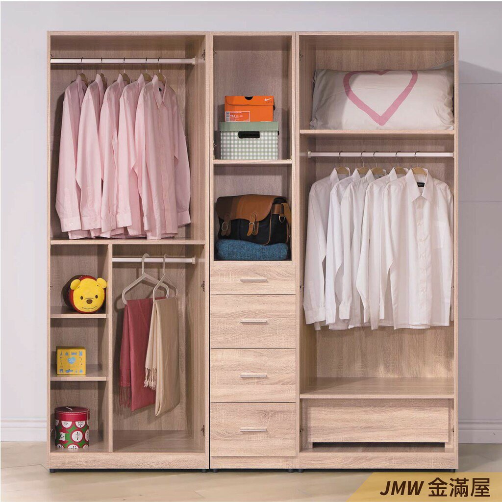 [免運]75cm衣櫃 2.5尺衣櫥【金滿屋】木心板 推門滑門開門 衣服收納 免組裝 B96-09