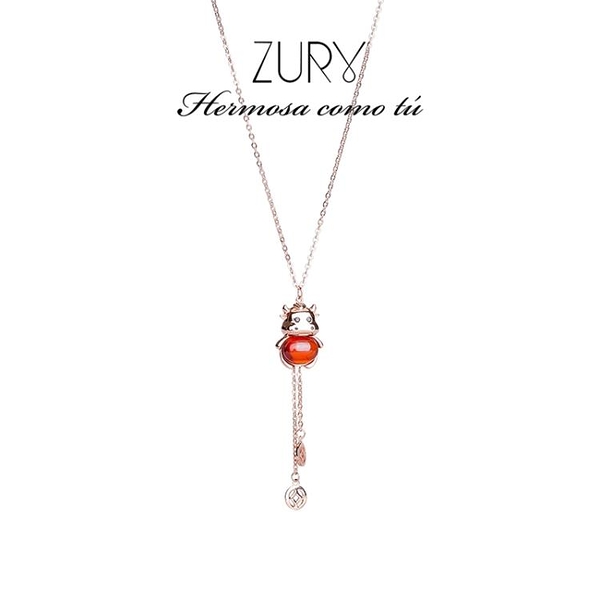 TTikk tik~西班牙ZURY 幸運小牛S925銀項鍊女 2023生肖小牛首飾 新年禮物