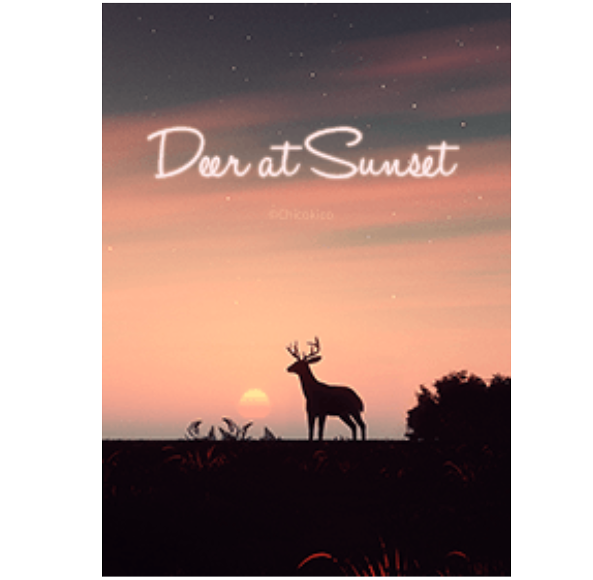 Deer at Sunset .