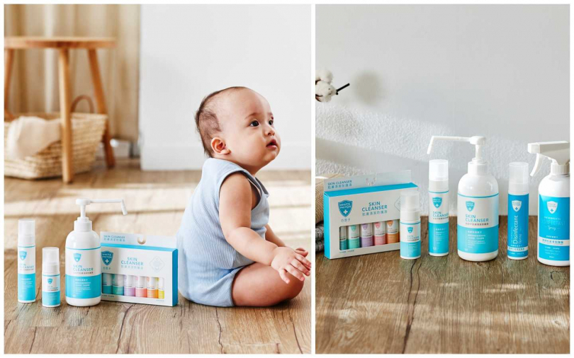 白因子肌膚清潔防護液 25mlX6，有超可愛的馬卡龍繽紛色選，一次六小瓶裝，小ml方便攜帶，讓你在做手部清潔時，也不失去時髦感！另外也有大罐和基本藍色瓶身的選擇唷！白因子肌膚清潔防護液 25mlX6/600元。（圖／品牌提供）