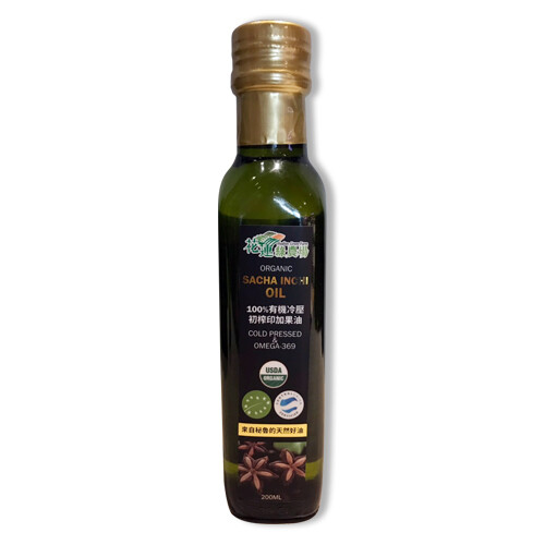 廚房餐桌上的美味素材 又稱 星星果油 來自原生產地祕魯，自然生產的印加果，營養最高，品質最穩定 100%採初榨低溫冷壓方式製成 印加果油不飽和脂肪酸約93% 本批有效日期:2021/09/11 有機標