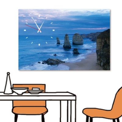 美學365 單聯式 現代無框畫/時鐘掛畫 40x60cm-清晨海岸