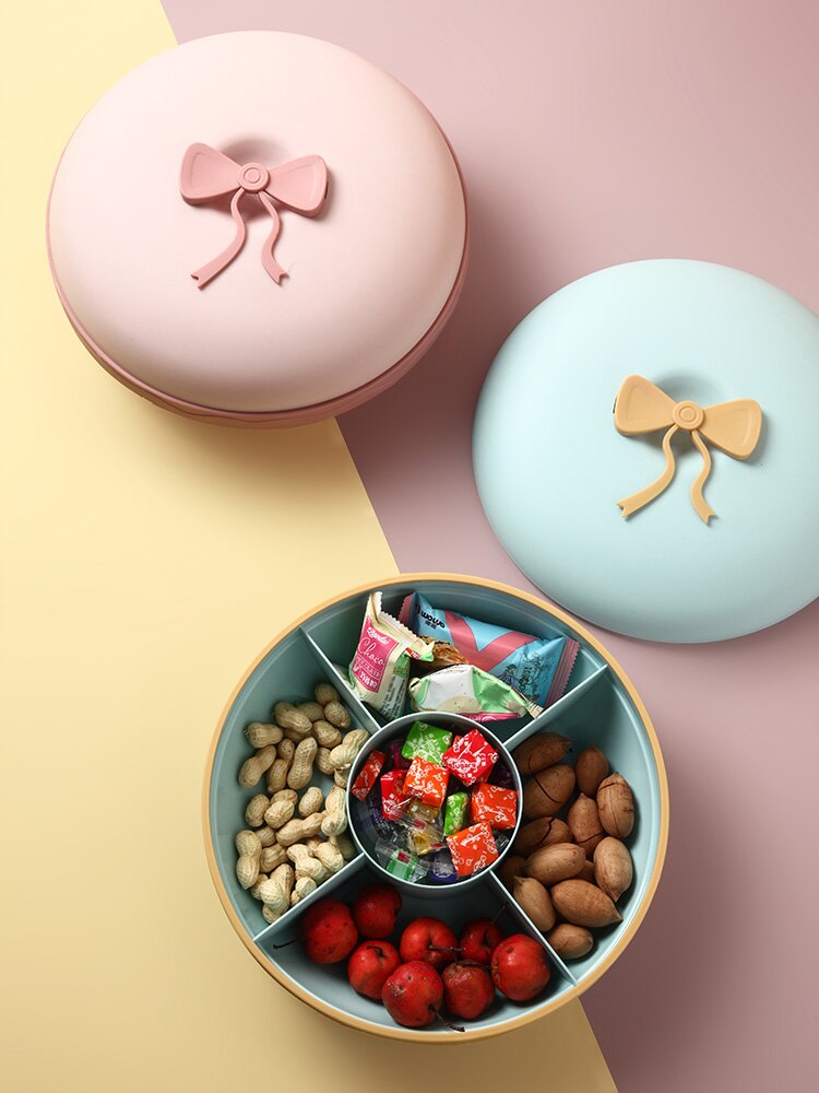北歐創意輕奢果盤糖果盒家用客廳零食盤過年瓜子干果分格點心盤